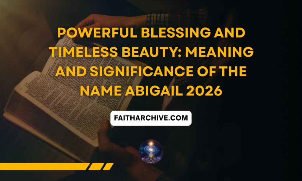 Current image: Meaning and significance of the name Abigail with an open Bible and spiritual theme.