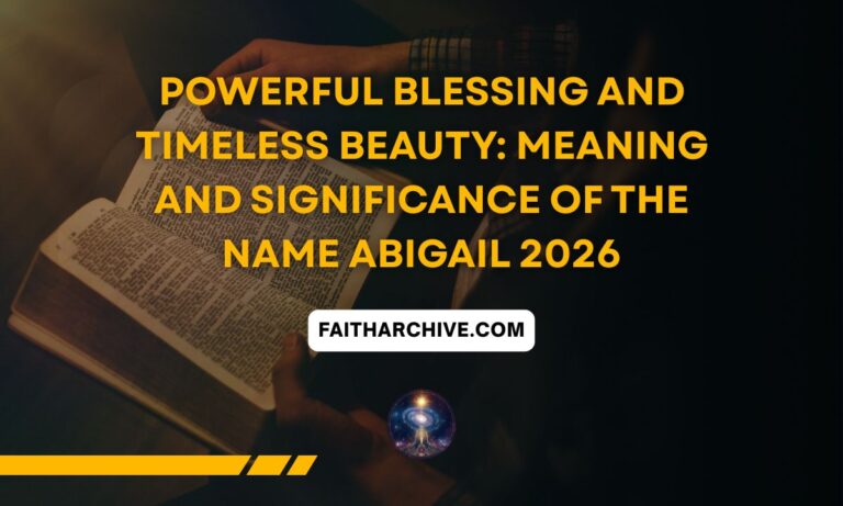 Meaning and significance of the name Abigail with an open Bible and spiritual theme.