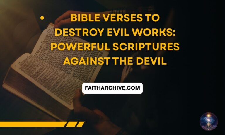 Open Bible with light shining through pages, representing bible verses to destroy evil works
