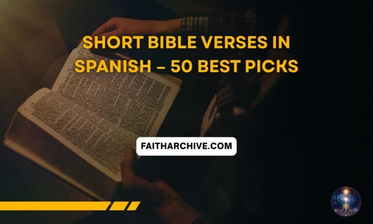 Short Bible verses in Spanish – hands holding an open Bible with title text overlay