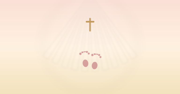 biblical meaning of dreaming about a baby girl — cross and baby footprints symbolizing new life and blessing